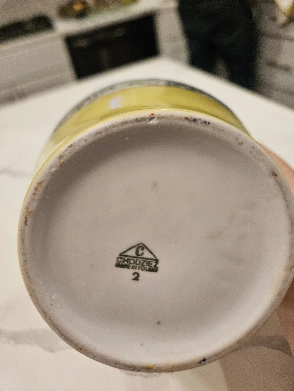 Vintage Chodziez Porcelain Vase Yellow Gold